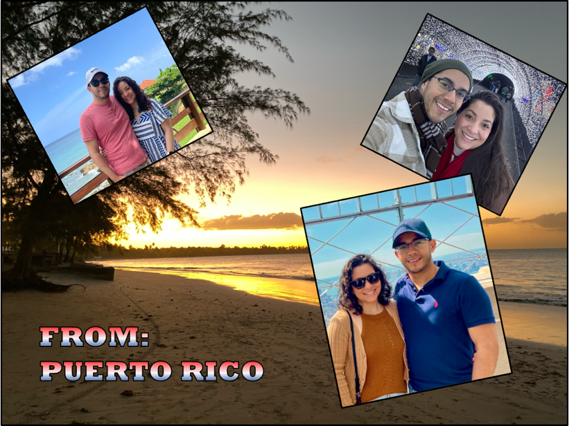 collage of photos of norberto gonzalez juarbe and his wife in puerto rico