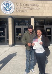 Claudia and her husband after getting her U.S. citizenship.