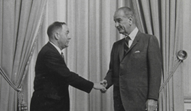 J. Francis Pohlhaus with Lyndon B. Johnson after signing 1964 Civil Rights Act.