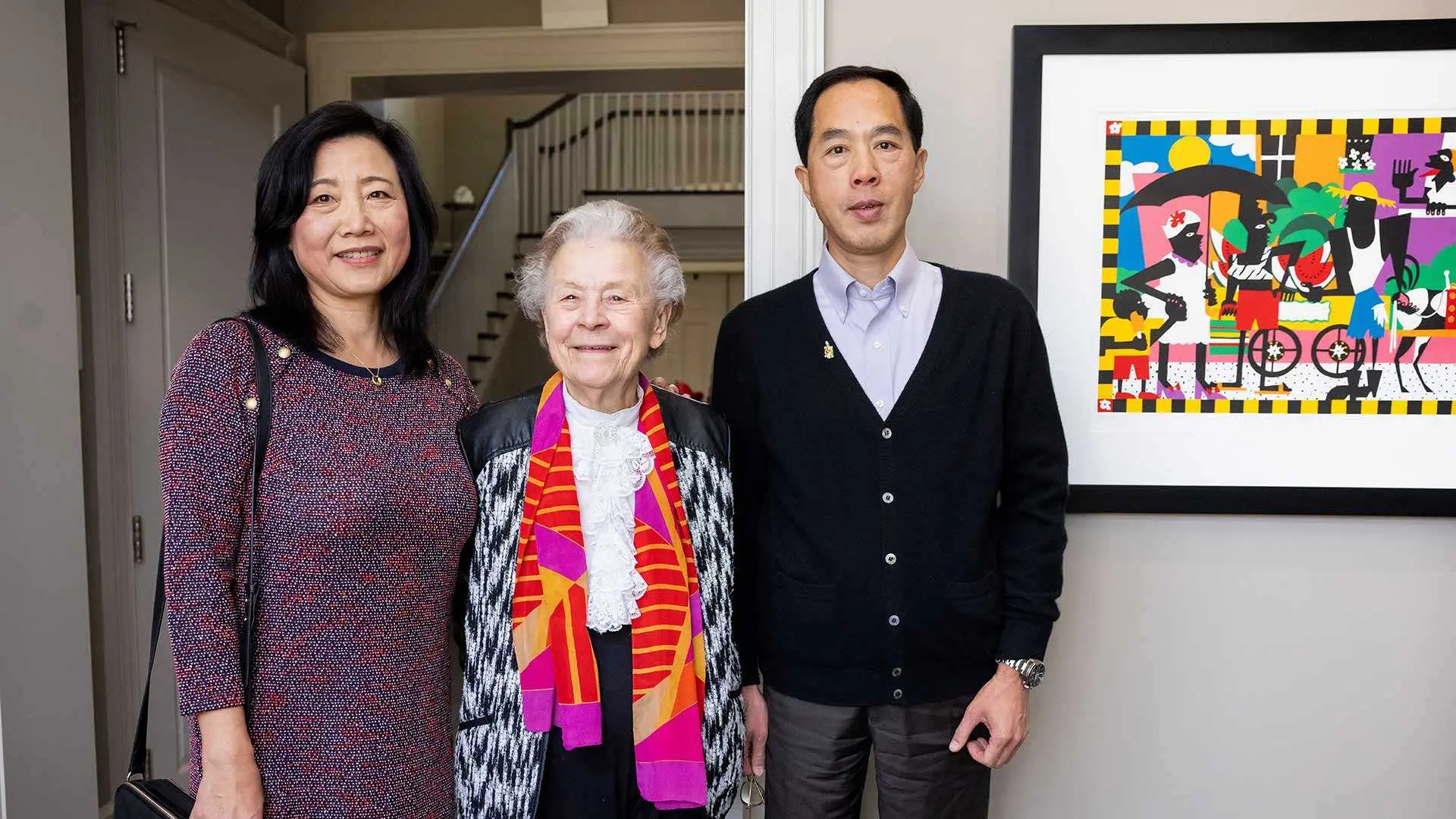 From left, Beibei Li Ph.D. ’98, Distinguished Professor Emerita Elisabeth Gantt and Zairen Sun Ph.D. ’98. A new gift from Li and Sun to the Maryland Promise Scholarship Program honors Gantt's mentorship.  Photos by Stephanie S. Cordle