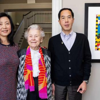 From left, Beibei Li Ph.D. ’98, Distinguished University Professor Emerita Elisabeth Gantt and Zairen Sun Ph.D. ’98. 