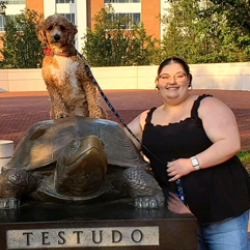 Lindsey Markowitz and dog on Testudo status